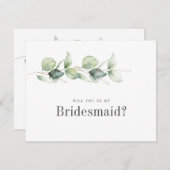 Botanische Eucalyptus Loof Bruidsmeisje Kaart Notitiekaartje (Voorkant / Achterkant)