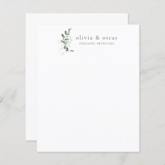 Botanische Eucalyptus Minimal Business Stationery (Voorkant / Achterkant)