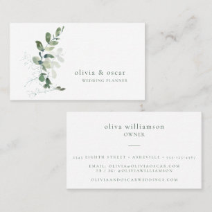 Botanische Eucalyptus Minimalistische Trouwplanner Visitekaartje