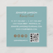 Botanische Eucalyptus QR-code en sociale mediapict Vierkante Visitekaartje (Achterkant)