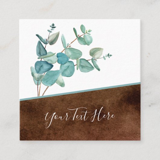 Botanische Eucalyptus QR-code en sociale mediapict Vierkante Visitekaartje (Voorkant)