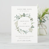 Botanische Eucalyptus Waterverf met baard Save The Date (Staand voorkant)
