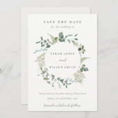 Botanische Eucalyptus Waterverf met baard Save The Date (Voorkant / Achterkant)