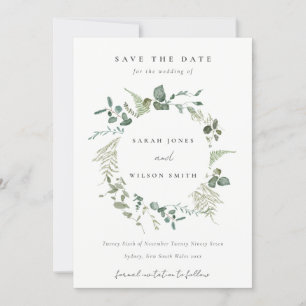 Botanische Eucalyptus Waterverf met baard Save The Date