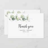 Botanische Eucalyptus Waterverf Rustic Wedding Bedankkaart (Voorkant / Achterkant)