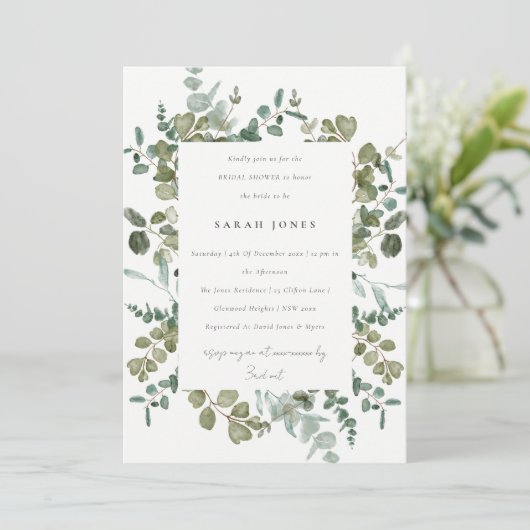 Botanische Eucalyptus Waterverf Vrijgezellenfeest Kaart (Staand voorkant)