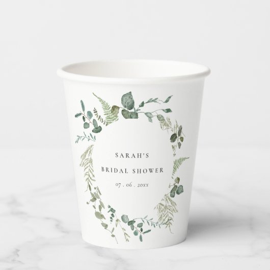 Botanische Eucalyptus Waterverf Vrijgezellenfeest Papieren Bekers (Voorkant)