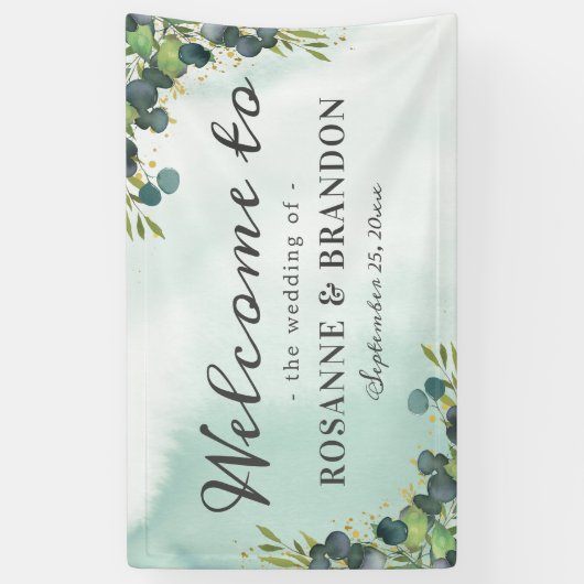 Botanische Eucalyptus Welkomstbruiloft Spandoek (Verticaal)