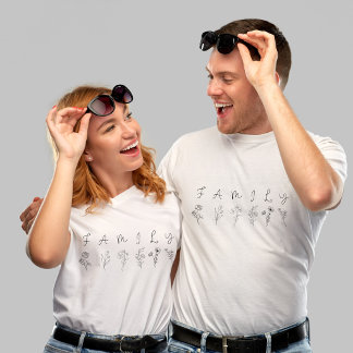 Botanische FAMILIE Elegante Minimalistische Bloeme Tri-Blend Shirt