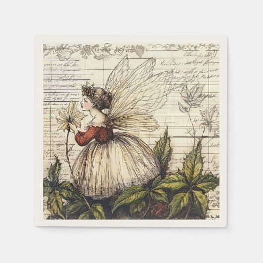 botanische fee met Antiek script Servet (Voorkant)
