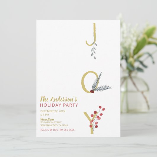 Botanische feestdag - Joy Rustic Gold Minimal Part Kaart (Staand voorkant)