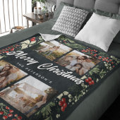 Botanische Feestelijke 4 Fotocollage Kerstmis Fleece Deken