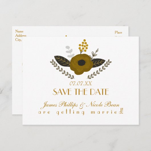 Botanische  flora bespaart het Briefkaart Datum (Voorkant / Achterkant)