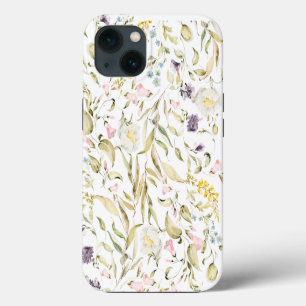 Botanische flora met kleine wilde bloemen iPhone 13 hoesje
