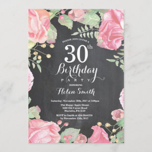 Botanische Floral 30th Birthday Invitation Kaart