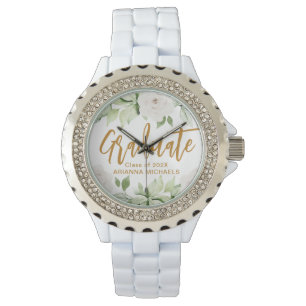 Botanische Floral Afstuderen Afstuderen Wit Horloge