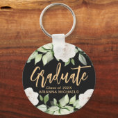 Botanische Floral Afstuderen Script Afstuderen Bla Sleutelhanger (Voorkant)