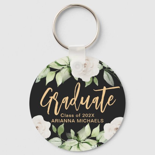 Botanische Floral Afstuderen Script Afstuderen Bla Sleutelhanger (Achterkant)