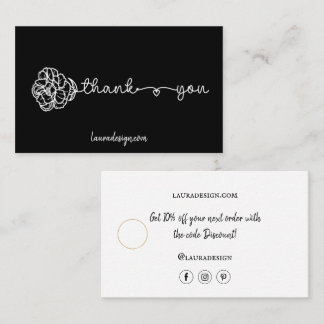Botanische Floral Black — Minimale dank voor Logo Visitekaartje