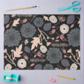 Botanische Floral Black Roze Tissuepapier (Craft)