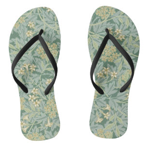 Botanische Floral Blauwgroen en groen Teenslippers
