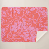 Botanische Floral Boho Art Design in Roze en Rood Sherpa Deken (Voorkant (horizontaal))