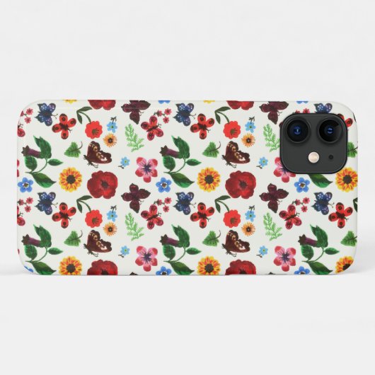 Botanische Floral Butterfly Case-Mate iPhone Case (Achterkant (horizontaal))