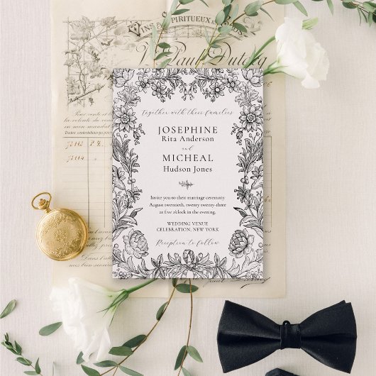 Botanische Floral Elegant Formal Wedding Kaart