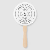 Botanische Floral Fun Monogram Weddenschap Paars N Handwaaier (Achterkant)