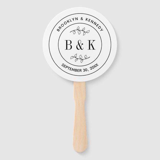 Botanische Floral Fun Monogram Weddenschap Paars N Handwaaier (Voorkant)