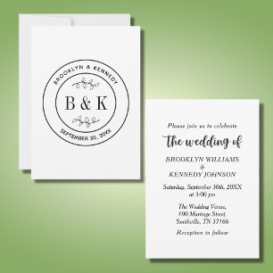 Botanische Floral Fun Monogram Weddenschap Paars N Kaart