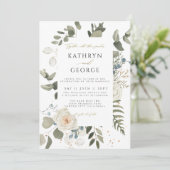 Botanische Floral Greenery Gold Calligraphy Weddin Kaart (Staand voorkant)