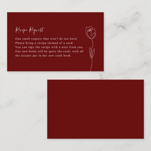 Botanische Floral Illustration Recipe Request Card Visitekaartje (Voorkant / Achterkant)