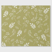 Botanische Floral laat groene olijven groen Cadeaupapier (Vlak)