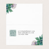Botanische Floral met  Manuscript en QR Code Visitekaartjes (Binnenkant ongevouwen)