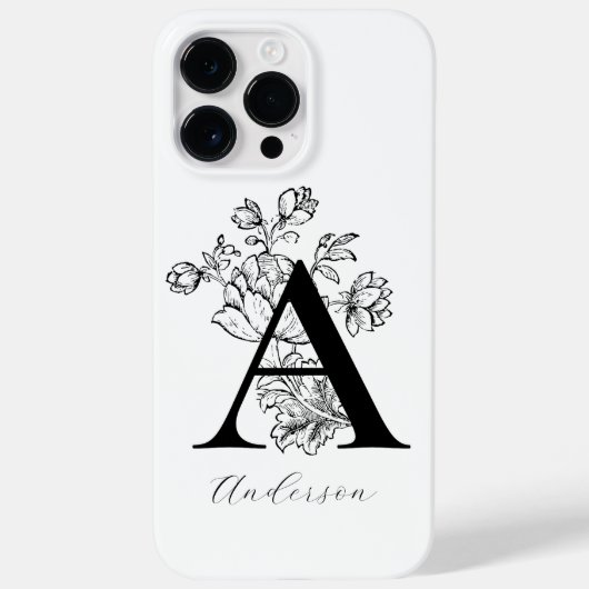 Botanische Floral Monogram Letter A Naam Case-Mate iPhone Case (Achterkant)