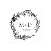 Botanische Floral Monogram Weddenschap Rubberstempel (Afrduk)