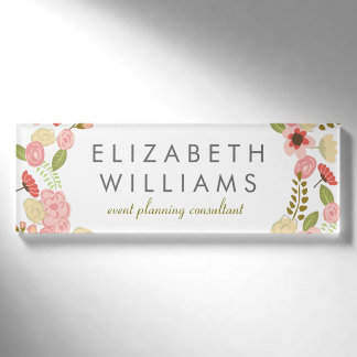 Botanische Floral Naambadge