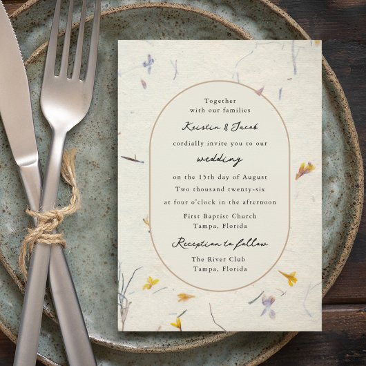 Botanische Floral Paper Modern Digital Wedding Kaart