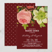 botanische Floral Red Wedding Shower Kaart (Voorkant / Achterkant)