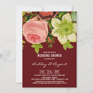  botanische Floral Red Wedding Shower Kaart