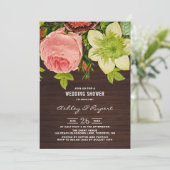 Botanische Floral Rustic Wood Wedding Shower Kaart (Staand voorkant)