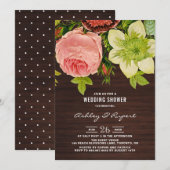 Botanische Floral Rustic Wood Wedding Shower Kaart (Voorkant / Achterkant)