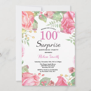 Botanische Floral Surprise 100th Birthday Kaart