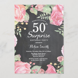 Botanische Floral Surprise 50th Birthday Invitatio Kaart