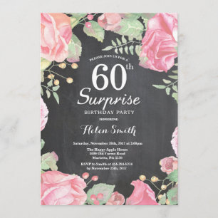 Botanische Floral Surprise 60th Birthday Invitatio Kaart