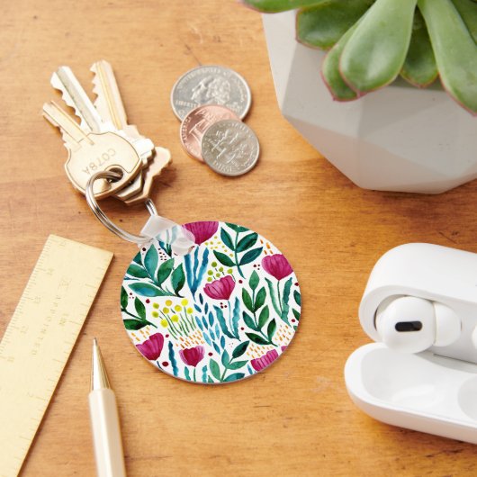 Botanische florale illustratie sleutelhanger (Bureau)