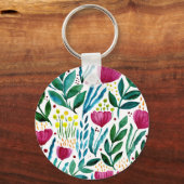 Botanische florale illustratie sleutelhanger (Voorkant)