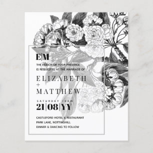  Botanische Flower Linart Wedding Invitation