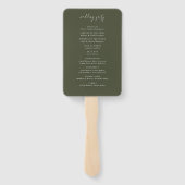 Botanische Foliage Monogram Weddenschap Programma Handwaaier (Achterkant)